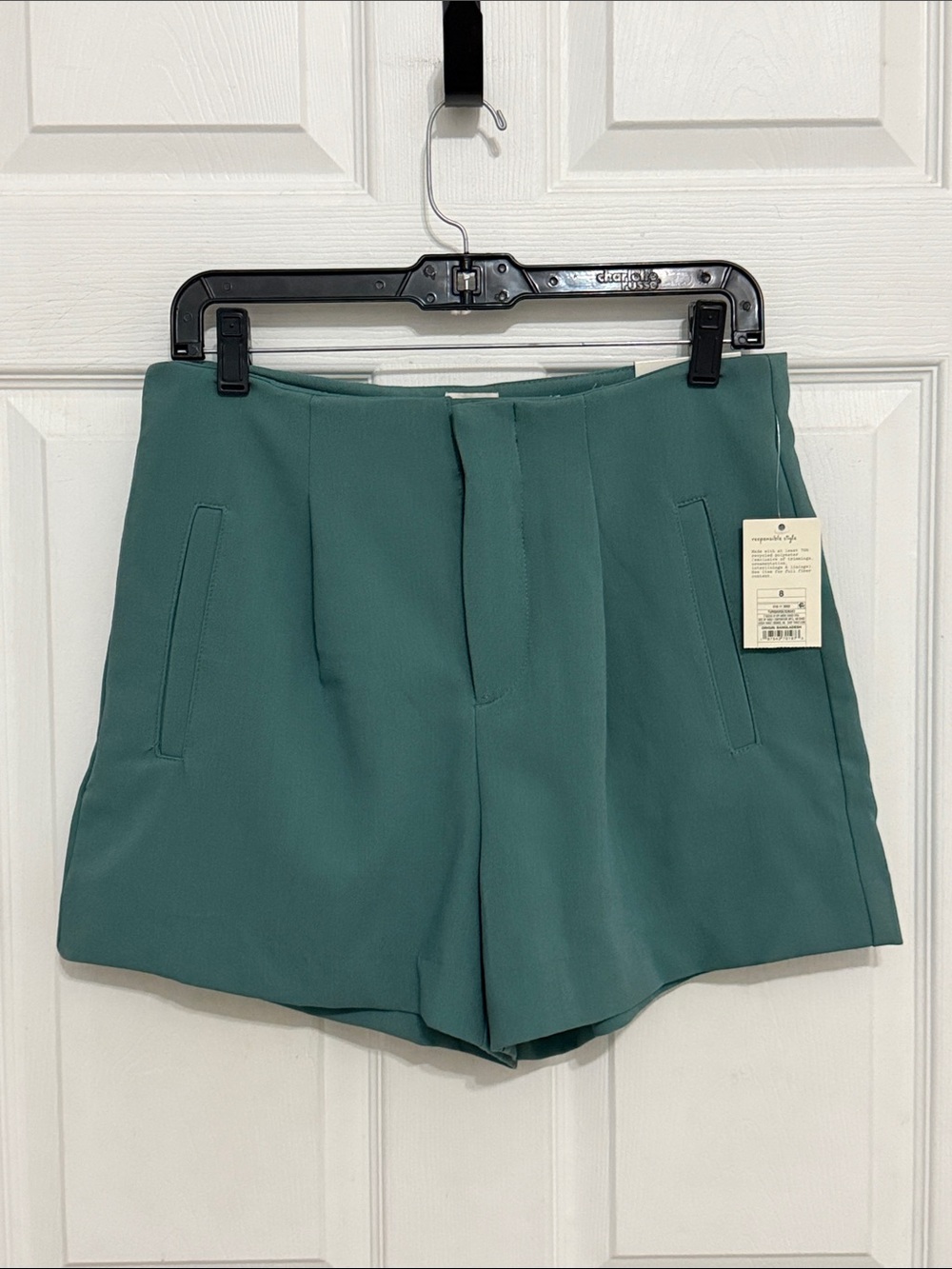 A New Day women’s High-Rise Tailored 
Teal Shorts